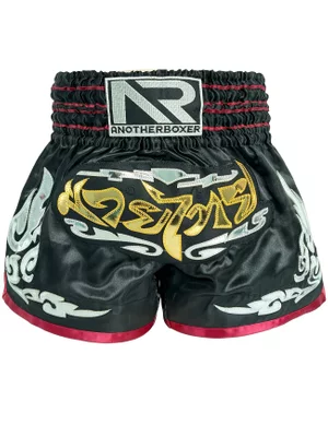 Authentic Embroidered 'AnotherBoxer' Black Muay Thai Boxing Shorts | (Asian XXL / UK L)
