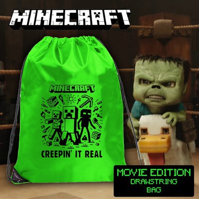 Minecraft Drawstring Bag - Creepin’ It Real - Green Gym Sack