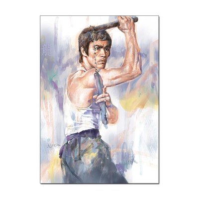 Bruce Lee with Nunchaku Art Poster - By Milton | Wall Art Print A3 A4