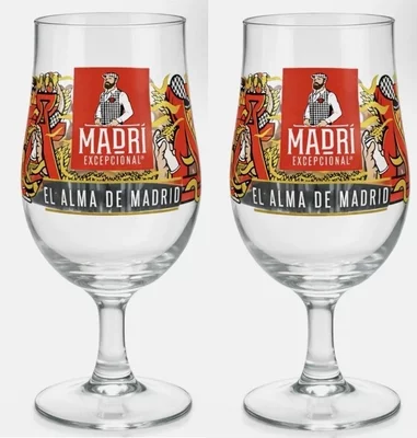 Madri Excepcional Pint Glasses | Set of 2 | Stemmed Beer Glasses