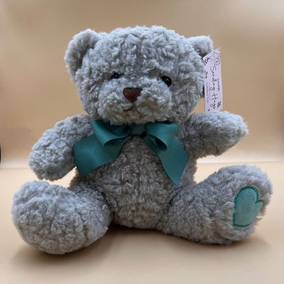 George Grey/Beige Teddy Bear with Green Bow | 25cm