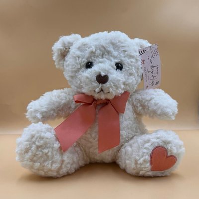 George Light Beige Teddy Bear with Pink Bow | 25cm