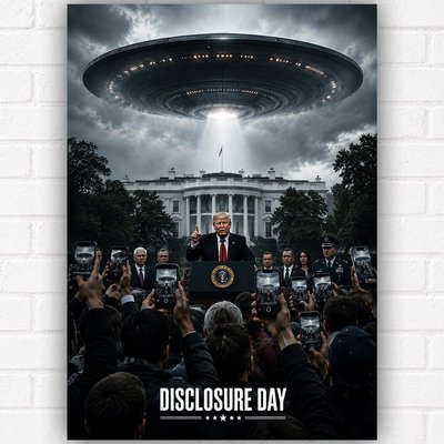 Disclosure Day A3 UFO Poster - Alien White House Sci-Fi Wall Art Print