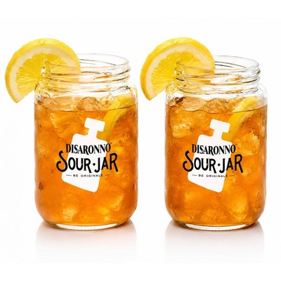 Disaronno Sour Jar Glasses Set of 2 Cocktail Drinking Jars