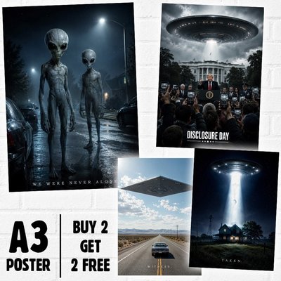 Alien UFO Poster Collection A3 – Sci-Fi Area 51 Wall Art Prints alien abductions