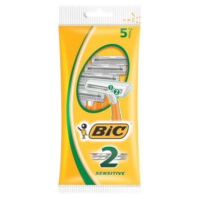 Bic 2 Sensitive Disposable Men's Razor – 5 Pcs