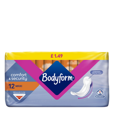 Bodyform Comfort & Security Maxi Sanitary Pads - 12 pcs