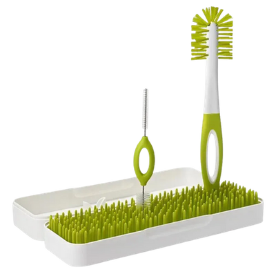 Boon Trip Travel Bottle Drying Rack with Bottle Brush – Green