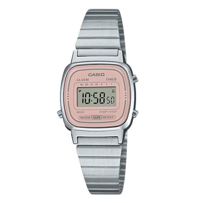Casio Vintage Mini LA670WEA-4A2EF Women's Digital Watch - Silver & Rose Pink