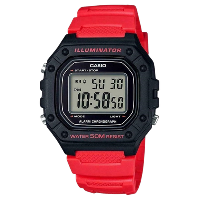 Casio Youth Series W-218H-4BVDF Black & Red Square Digital Sports Watch
