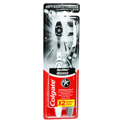 Colgate Max White Charcoal Soft Toothbrush - 2 pcs