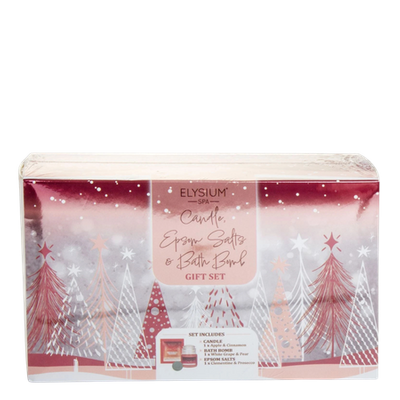 Elysium Spa Candle, Epsom Salts & Bath Bomb Apple Scented Gift Set – 3 Pcs