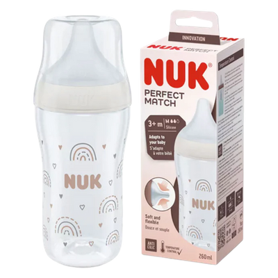 NUK Perfect Match Rainbow Temperature Control Medium Size Feeding Bottle – 260 ml