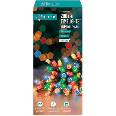 Premier 200 LED Battery Powered Multicolour Light Chain - 20 metres