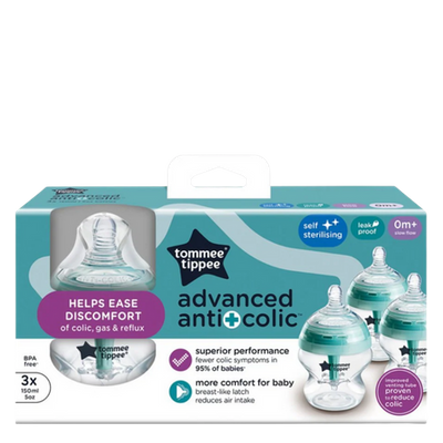 Tommee Tippee Advanced Anti-Colic 0+ Months Baby Bottle – 3 x 150 ml