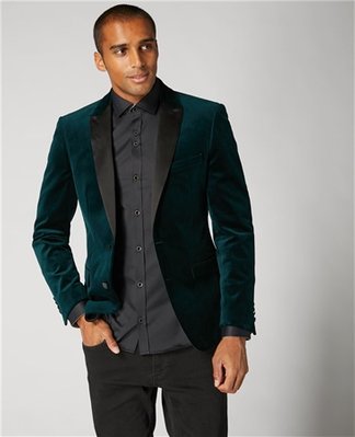 Remus Uomo Velvet Jacket - Green - 40R