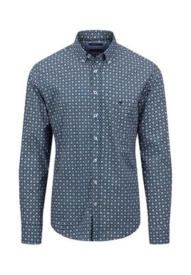 Fynch Hatton Seasonal Blue Print Button Down Shirt - Teal - M