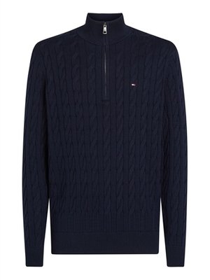 Tommy Hilfiger Classic Cable Knit Half-Zip Jumper - Navy - M