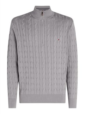Tommy Hilfiger Classic Cable Knit Half-Zip Jumper - Grey - 2XL