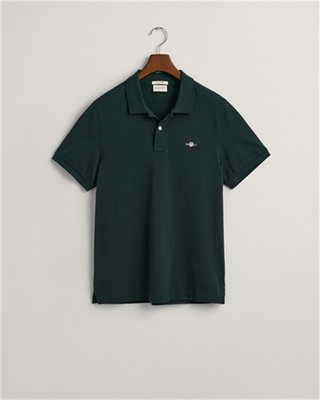 Gant Regular Shield Pique Polo Shirt - Green - XL