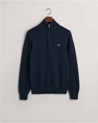 Gant Casual Cotton Half Zip Sweater - Navy - L