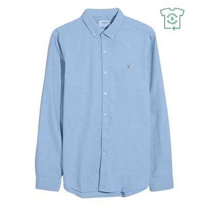 Farah Steen Slim Fit Brushed Organic Cotton Shirt - Blue - L