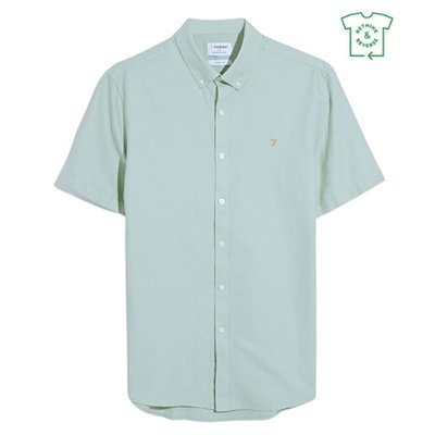 Farah Brewer Short Sleeve Oxford Shirt - Grove Green - L