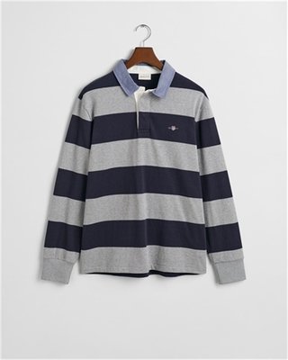 Gant Chambray Stripe Heavy Rugger - Grey - L