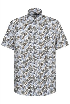 Bugatti Casual Leaf Print Short Sleeve Shirt - Beige - M