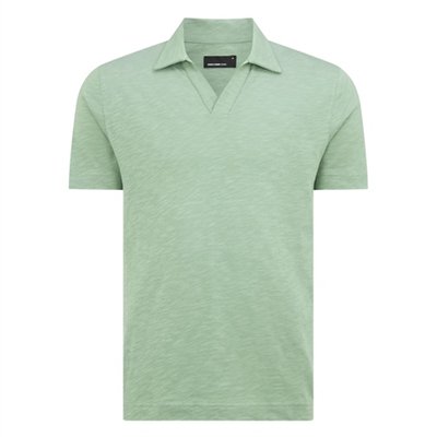 Remus Uomo Open Collar Cotton Polo Shirt - Green - L
