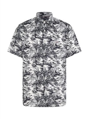 Tommy Hilfiger Tropical Print Pure Linen Shirt - Navy - L
