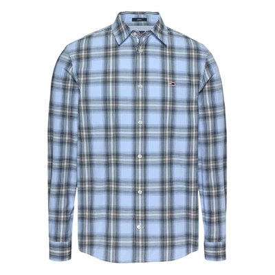 Tommy Jeans Regular Fit Poplin Check Shirt - Blue - M