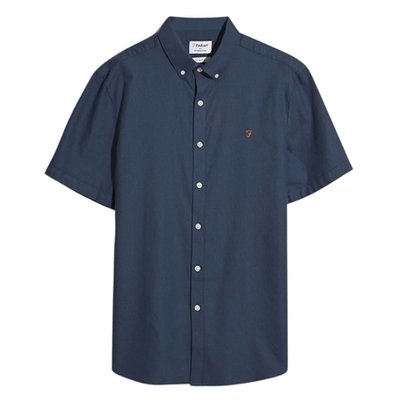 Farah Brewer Short Sleeve Oxford Shirt - Navy - M