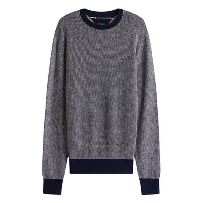 Tommy Hilfiger Herringbone Knit Jumper With Cashmere - Navy - XL