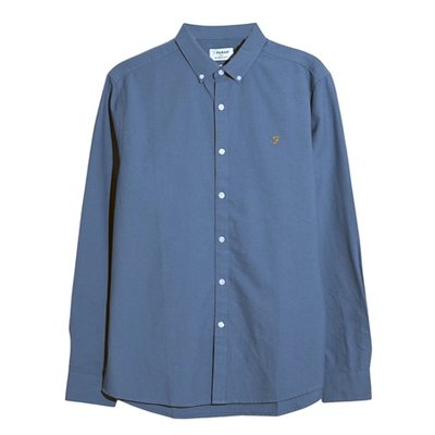 Farah Brewer Organic Cotton Oxford Shirt - Blue - S