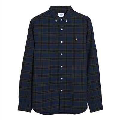 Farah Brewer Organic Check Shirt - Dk Green - L