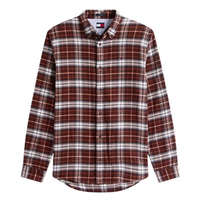 Tommy Jeans Regular Fit Check Flannel Shirt - Brown - M