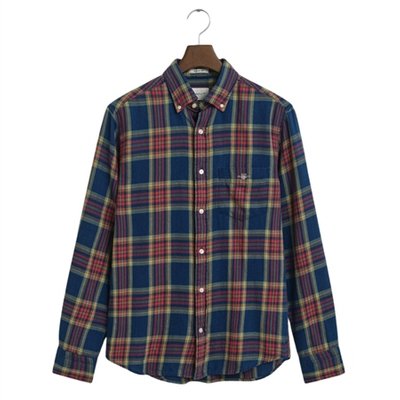 Gant Regular Fit Indigo Twill Check Shirt - Blue - L