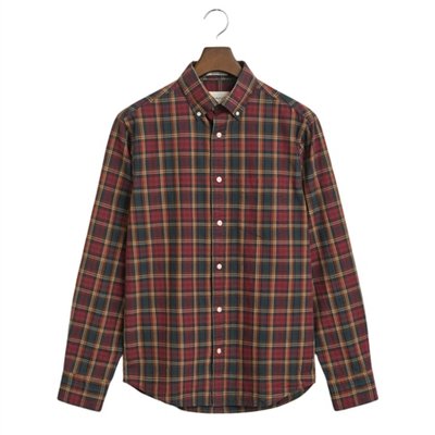 Gant Regular Fit Archive Poplin Check Shirt - Wine - L