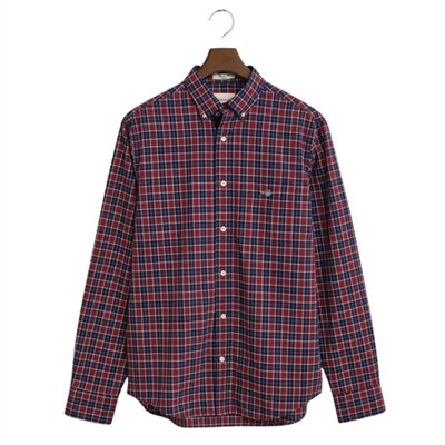 Gant Regular Fit Checked Classic Poplin Shirt - Wine - M