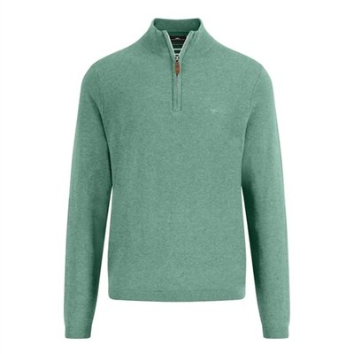 Fynch Hatton Air Cotton 1/4 Zip Knited Sweater - Green - XL