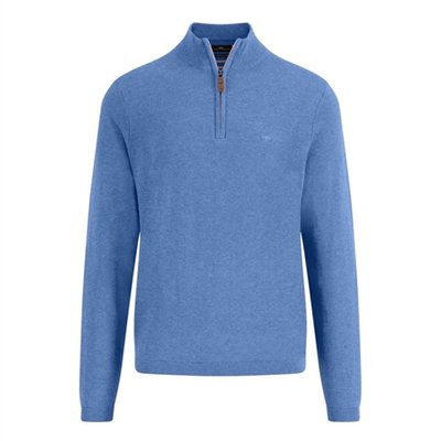 Fynch Hatton Air Cotton 1/4 Zip Knited Sweater - Blue - XL