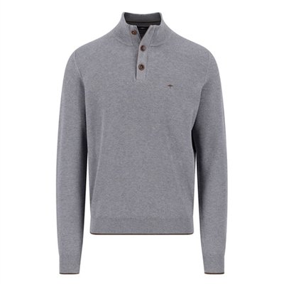 Fynch Hatton Troyer Button Cotton Sweater - Grey - 2XL