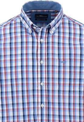 Fynch Hatton Combi Check Button Down Shirt - Wine - M