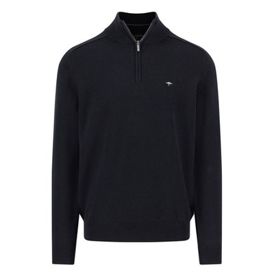 Fynch Hatton Troyer-Zip Supersoft Cotton Jumper - Black - XL