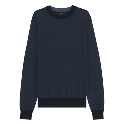 Boss Klapok Cotton-Blend Two-Tone Structure Sweater - Navy - L
