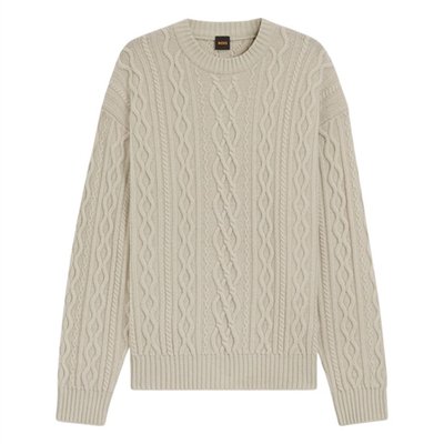 Boss Kableto Crew Neck Sweater - Beige - XL