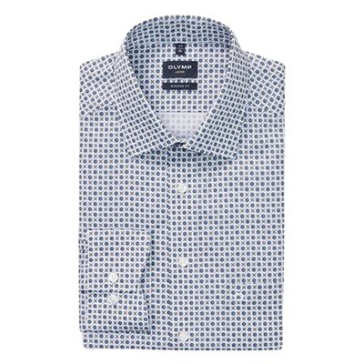 Olymp Olymp Printed Business Shirt - Blue - 18