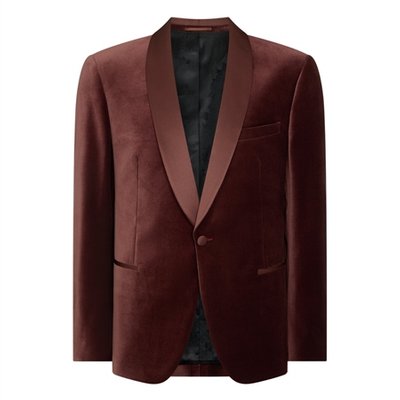 Remus Uomo Romeo Slim Fit Velvet Dinner Jacket - Wine - 44R