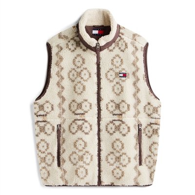 Tommy Jeans Teddy Fleece Zip Up Vest - Beige - L